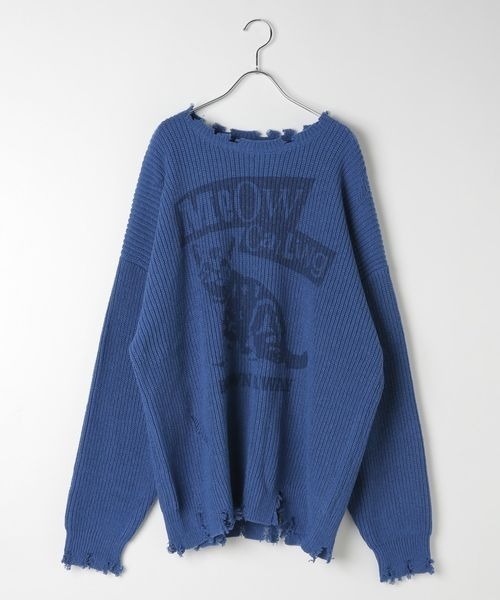 PBLIM（ページボーイリム）の「《UNISEX》ダメージキャットニット（ニット/セーター・レディース・グレー/オフホワイト/ブルー/ボルドー・FREE）」の5枚目の写真