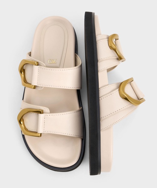 CHARLES & KEITH◆Gabine バックル レザー スライド◆送料込 Gabine ガビーヌ バックルレザースライド - ブラック | CHARLES