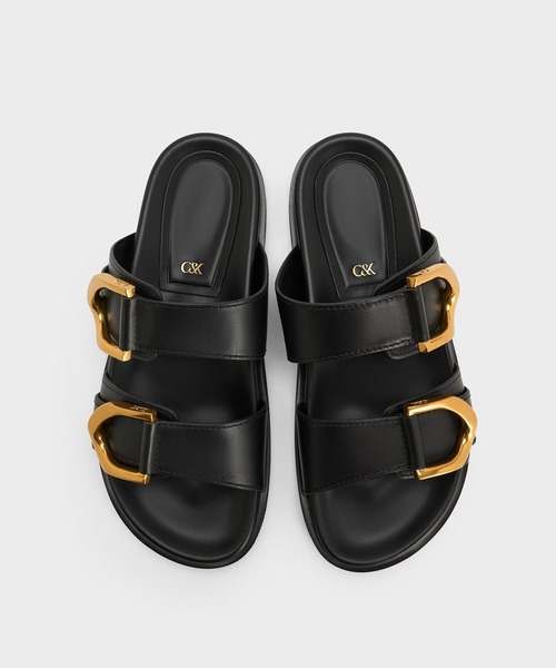 CHARLES & KEITH(チャールズ & キース)の「Gabine ガビーヌ バックルレザースライド(サンダル・レディース・ブラック/オートミール・22.5cm/24.5cm/23.5cm/23cm/26.5cm/25.5cm/25cm)」の8枚目の写真