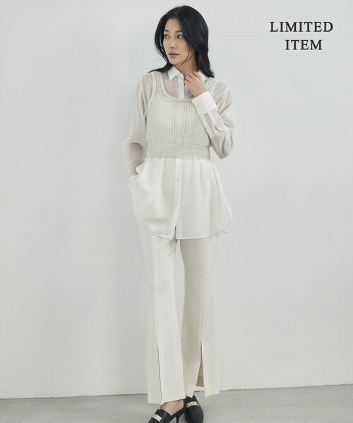 ICB(アイシービー)の「【WEB限定・洗える】キュプラハイパワーストレッチ セミフレアパンツ(その他パンツ・レディース・アイボリー系/ブラック系・42/44/46)」の15枚目の写真