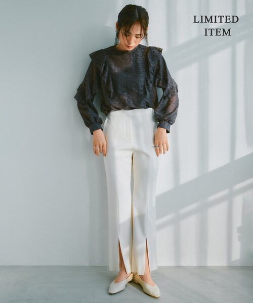 ICB(アイシービー)の「【WEB限定・洗える】キュプラハイパワーストレッチ セミフレアパンツ(その他パンツ・レディース・アイボリー系/ブラック系・42/44/46)」の18枚目の写真