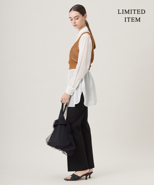 ICB(アイシービー)の「【WEB限定・洗える】キュプラハイパワーストレッチ セミフレアパンツ(その他パンツ・レディース・アイボリー系/ブラック系・42/44/46)」の3枚目の写真