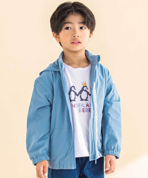 綿ワッシャー袖取り外し2WAYジャケット(90~130cm)（ノーカラージャケット）｜Noeil aime BeBe（ノイユエイムベベ）