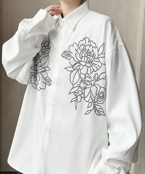 FVLMEN(フルメン)の「【FVLMEN】flower stone crazy big shirt/フラワー ストーン クレイジー ビッグ シャツ(シャツ/ブラウス・メンズ・ブラック/ホワイト×ブラック/ホワイト・FREE)」の14枚目の写真