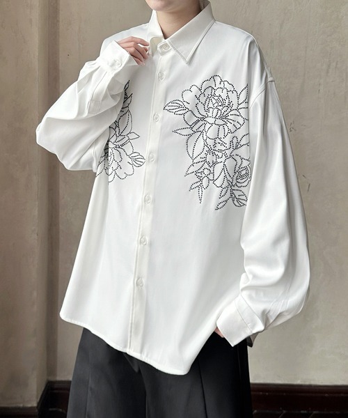 FVLMEN(フルメン)の「【FVLMEN】flower stone crazy big shirt/フラワー ストーン クレイジー ビッグ シャツ(シャツ/ブラウス・メンズ・ブラック/ホワイト×ブラック/ホワイト・FREE)」の13枚目の写真