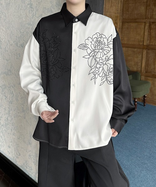FVLMEN(フルメン)の「【FVLMEN】flower stone crazy big shirt/フラワー ストーン クレイジー ビッグ シャツ(シャツ/ブラウス・メンズ・ブラック/ホワイト×ブラック/ホワイト・FREE)」の18枚目の写真