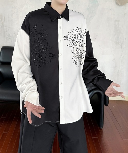 FVLMEN(フルメン)の「【FVLMEN】flower stone crazy big shirt/フラワー ストーン クレイジー ビッグ シャツ(シャツ/ブラウス・メンズ・ブラック/ホワイト×ブラック/ホワイト・FREE)」の22枚目の写真