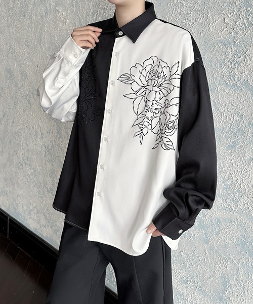 FVLMEN(フルメン)の「【FVLMEN】flower stone crazy big shirt/フラワー ストーン クレイジー ビッグ シャツ(シャツ/ブラウス・メンズ・ブラック/ホワイト×ブラック/ホワイト・FREE)」の15枚目の写真