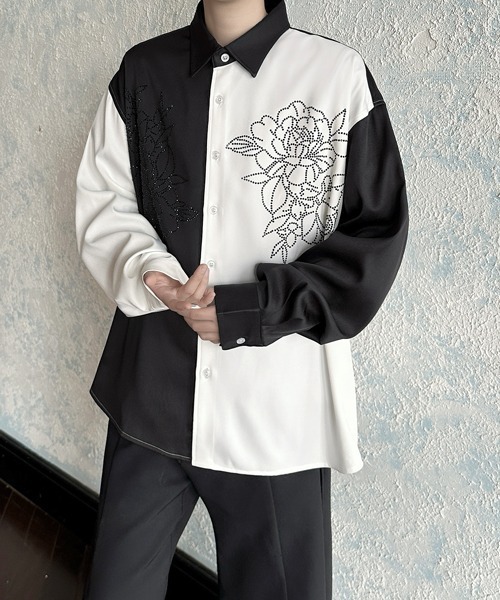 FVLMEN(フルメン)の「【FVLMEN】flower stone crazy big shirt/フラワー ストーン クレイジー ビッグ シャツ(シャツ/ブラウス・メンズ・ブラック/ホワイト×ブラック/ホワイト・FREE)」の16枚目の写真