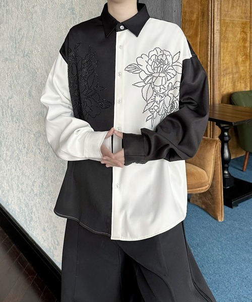 FVLMEN(フルメン)の「【FVLMEN】flower stone crazy big shirt/フラワー ストーン クレイジー ビッグ シャツ(シャツ/ブラウス・メンズ・ブラック/ホワイト×ブラック/ホワイト・FREE)」の17枚目の写真