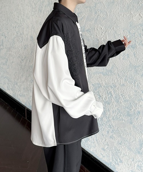 FVLMEN(フルメン)の「【FVLMEN】flower stone crazy big shirt/フラワー ストーン クレイジー ビッグ シャツ(シャツ/ブラウス・メンズ・ブラック/ホワイト×ブラック/ホワイト・FREE)」の19枚目の写真