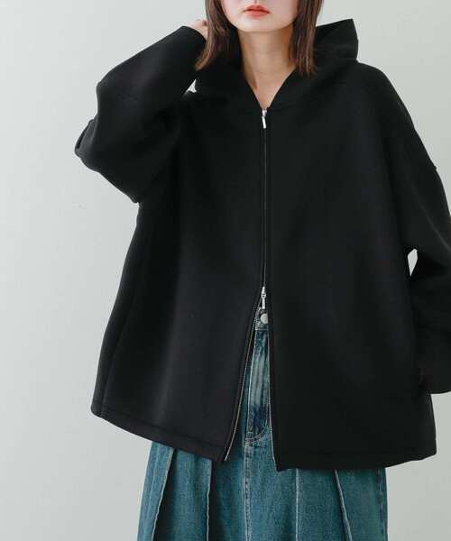 SENSE OF PLACE by URBAN RESEARCH（センスオブプレイスバイアーバンリサーチ）の「コクーンフォルムZIPパーカー（パーカー・レディース・ブラック/アイボリー/ネイビー・ONE）」の3枚目の写真