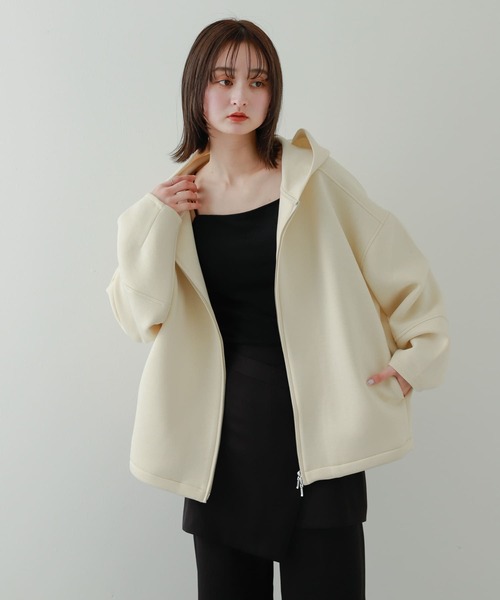 SENSE OF PLACE by URBAN RESEARCH（センスオブプレイスバイアーバンリサーチ）の「コクーンフォルムZIPパーカー（パーカー・レディース・ブラック/アイボリー/ネイビー・ONE）」の5枚目の写真