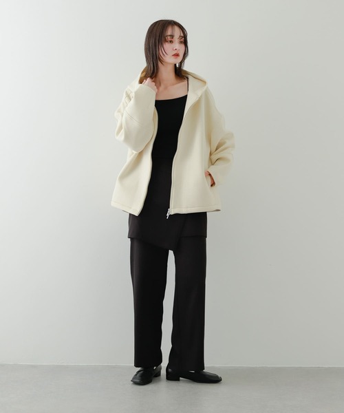 SENSE OF PLACE by URBAN RESEARCH（センスオブプレイスバイアーバンリサーチ）の「コクーンフォルムZIPパーカー（パーカー・レディース・ブラック/アイボリー/ネイビー・ONE）」の7枚目の写真