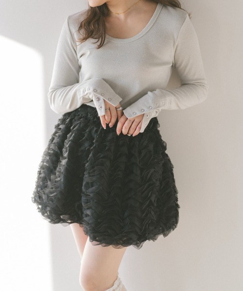 ECREL（エクレール）の「フリルバルーンミニスカート（スカート・レディース・ブラック/アイボリー・FREE）」の16枚目の写真