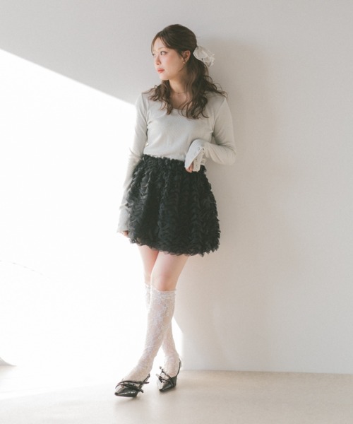 ECREL（エクレール）の「フリルバルーンミニスカート（スカート・レディース・ブラック/アイボリー・FREE）」の6枚目の写真