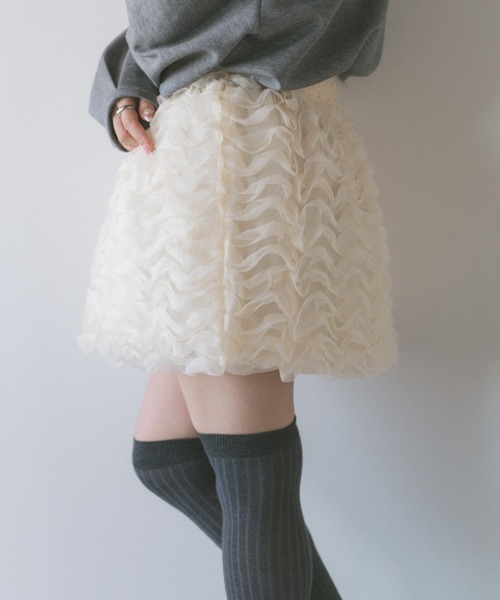 ECREL（エクレール）の「フリルバルーンミニスカート（スカート・レディース・ブラック/アイボリー・FREE）」の10枚目の写真