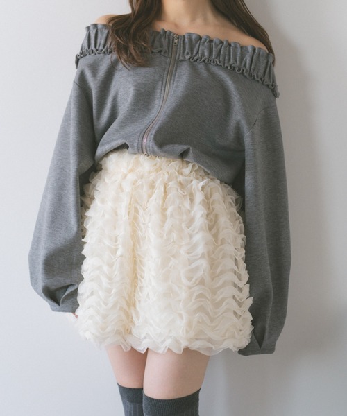 ECREL（エクレール）の「フリルバルーンミニスカート（スカート・レディース・ブラック/アイボリー・FREE）」の7枚目の写真