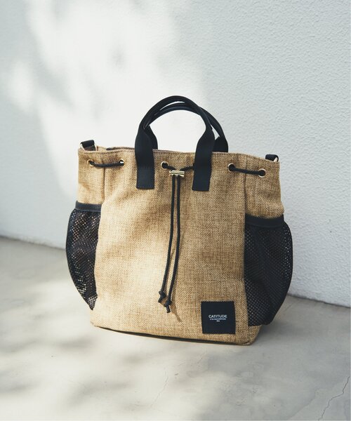 ikka(イッカ)の「ポリジュート2WAY巾着バッグ(ショルダーバッグ・レディース・ブラック/ベージュ・FREE)」の21枚目の写真