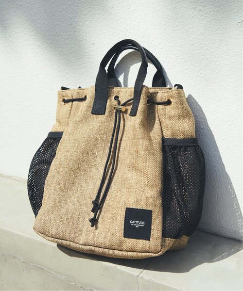 ikka(イッカ)の「ポリジュート2WAY巾着バッグ(ショルダーバッグ・レディース・ブラック/ベージュ・FREE)」の22枚目の写真