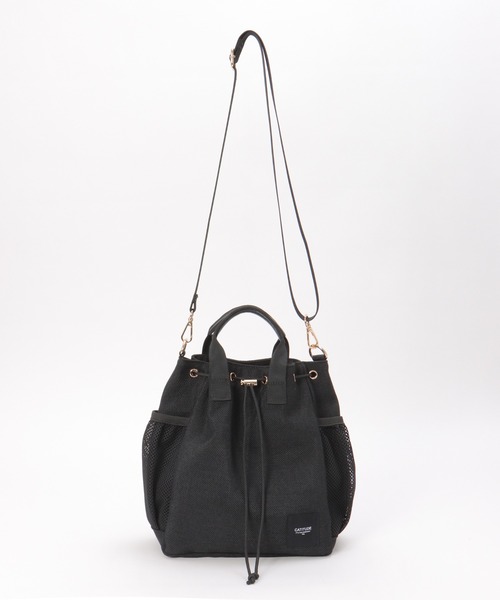 ikka(イッカ)の「ポリジュート2WAY巾着バッグ(ショルダーバッグ・レディース・ブラック/ベージュ・FREE)」の1枚目の写真