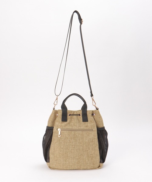 ikka(イッカ)の「ポリジュート2WAY巾着バッグ(ショルダーバッグ・レディース・ブラック/ベージュ・FREE)」の4枚目の写真