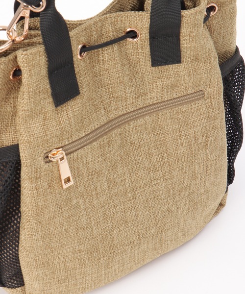 ikka(イッカ)の「ポリジュート2WAY巾着バッグ(ショルダーバッグ・レディース・ブラック/ベージュ・FREE)」の14枚目の写真