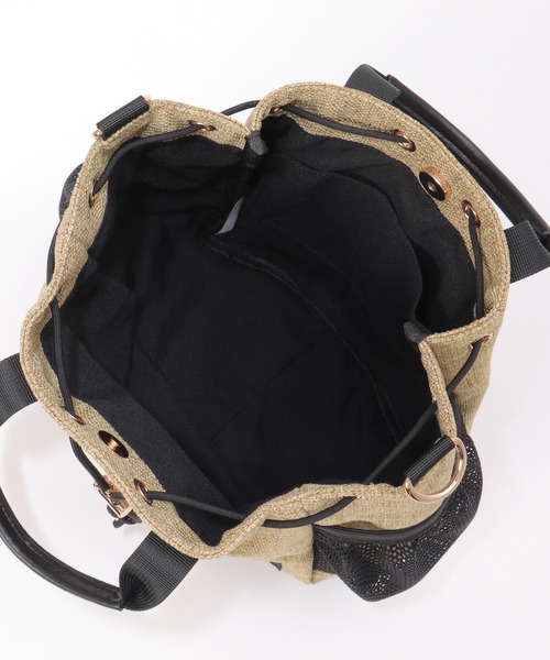 ikka(イッカ)の「ポリジュート2WAY巾着バッグ(ショルダーバッグ・レディース・ブラック/ベージュ・FREE)」の6枚目の写真
