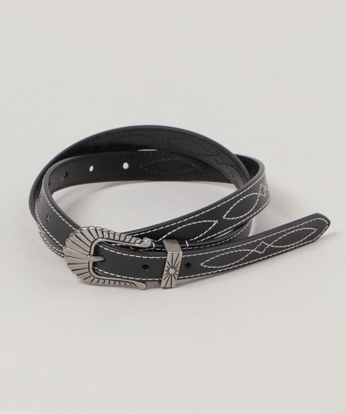 RAGEBLUE（レイジブルー）の「ヴィンテージライク/刺繍ウエスタンベルト（ベルト・レディース・ブラック/ブラック×ホワイト・FREE）」の2枚目の写真