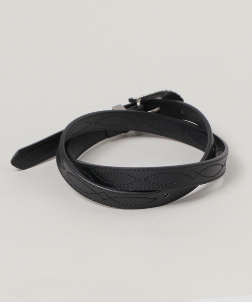 RAGEBLUE（レイジブルー）の「ヴィンテージライク/刺繍ウエスタンベルト（ベルト・レディース・ブラック/ブラック×ホワイト・FREE）」の3枚目の写真