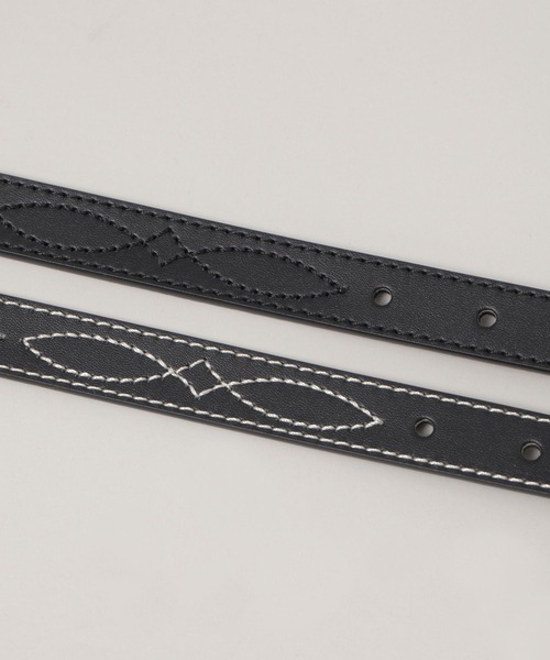 RAGEBLUE（レイジブルー）の「ヴィンテージライク/刺繍ウエスタンベルト（ベルト・レディース・ブラック/ブラック×ホワイト・FREE）」の5枚目の写真