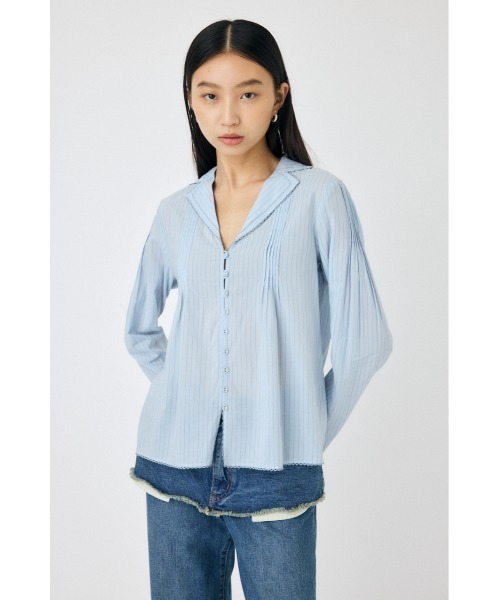 MOUSSY（マウジー）の「COTTON PINTUCK ブラウス（シャツ/ブラウス・レディース・オフホワイト/ブルー系その他/ブラック・FREE）」の3枚目の写真