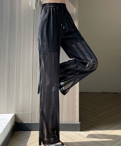 SallyLunn（サリーラン）の「縦ストライプシースルーロングパンツ（その他パンツ・レディース・ホワイト/ブラック・MEDIUM/LARGE）」の8枚目の写真