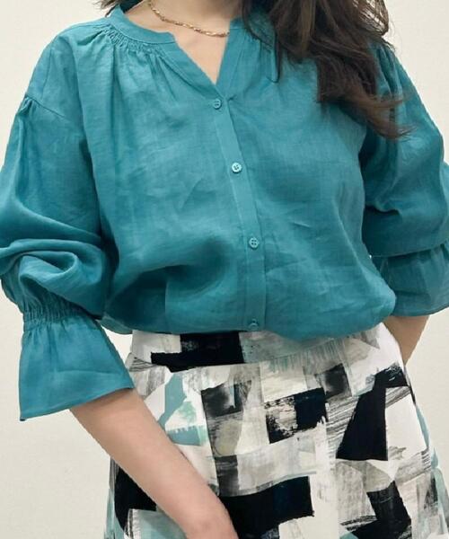 COUP DE CHANCE（クードシャンス）の「【ラミー100％／洗える】ギャザーブラウス（シャツ/ブラウス・レディース・ホワイト/ピンク系/ブラック/ブルーグリーン/ナチュラル・34/36/38/40）」の22枚目の写真