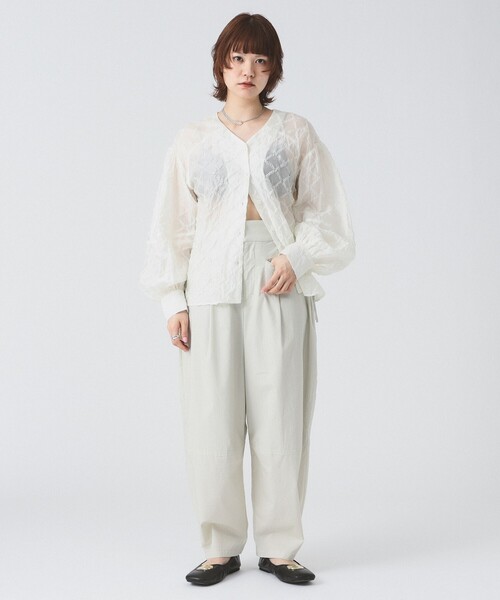 Ray BEAMS（レイビームス）の「RBS / サイドリボン コクーンパンツ（その他パンツ・レディース・アイボリー/ブラック・1/0）」の5枚目の写真