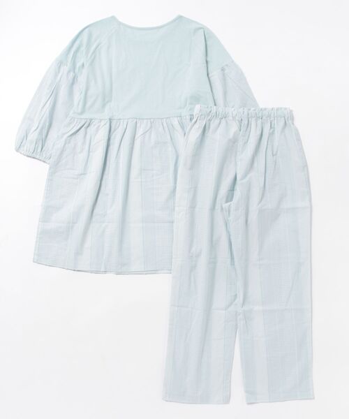 KID BLUE（キッドブルー）の「キッドブルー -ストライプギンガム -8分袖パジャマ -KNBK526 -kidblue（ルームウェア/パジャマ・レディース・ブラック/サックスブルー/ベージュ・M/L）」の4枚目の写真