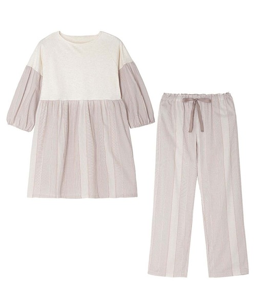 KID BLUE（キッドブルー）の「キッドブルー -ストライプギンガム -8分袖パジャマ -KNBK526 -kidblue（ルームウェア/パジャマ・レディース・ブラック/サックスブルー/ベージュ・M/L）」の15枚目の写真