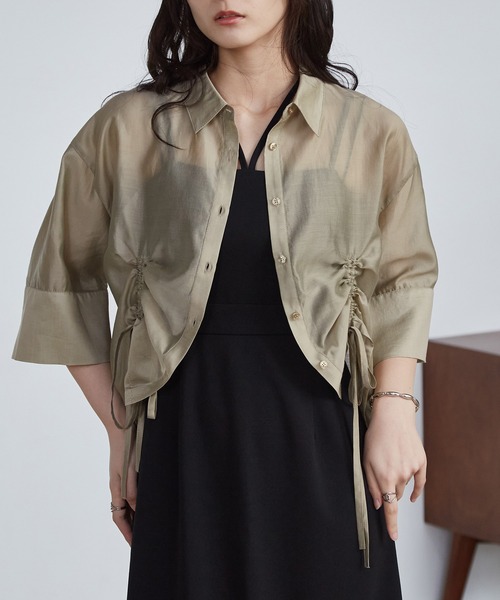 solleim(ソルレム)の「シアードロストショート丈シャツ(シャツ/ブラウス・レディース・グレー/オフホワイト/ブルー/ベージュ・M/L)」の19枚目の写真