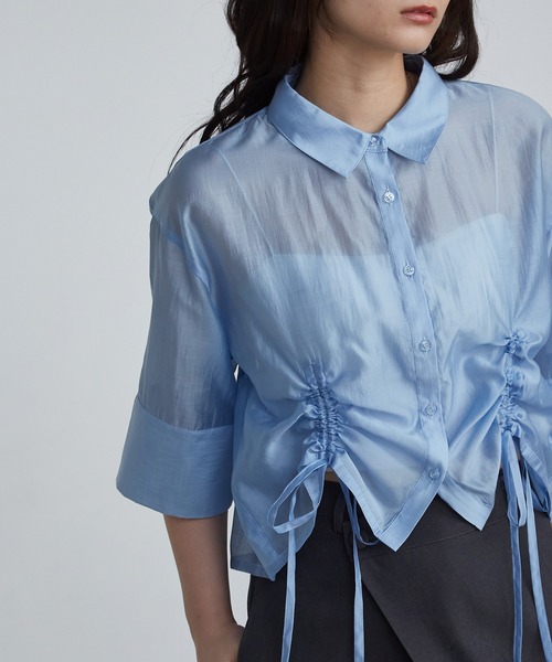 solleim(ソルレム)の「シアードロストショート丈シャツ(シャツ/ブラウス・レディース・グレー/オフホワイト/ブルー/ベージュ・M/L)」の15枚目の写真