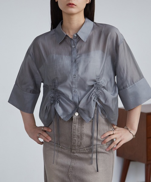 ブラウス シャツ シアードロストブラウス レディース Emma Taylor ブラウス シャツ シアードロストヘム2wayブラウス