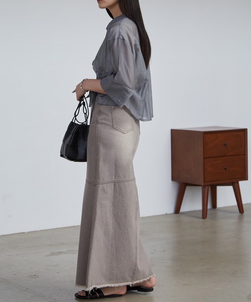 solleim(ソルレム)の「シアードロストショート丈シャツ(シャツ/ブラウス・レディース・グレー/オフホワイト/ブルー/ベージュ・M/L)」の11枚目の写真