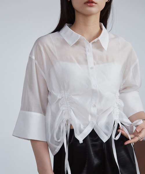 solleim(ソルレム)の「シアードロストショート丈シャツ(シャツ/ブラウス・レディース・グレー/オフホワイト/ブルー/ベージュ・M/L)」の22枚目の写真