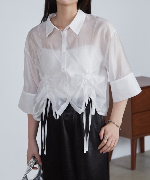 solleim(ソルレム)の「シアードロストショート丈シャツ(シャツ/ブラウス・レディース・グレー/オフホワイト/ブルー/ベージュ・M/L)」の21枚目の写真