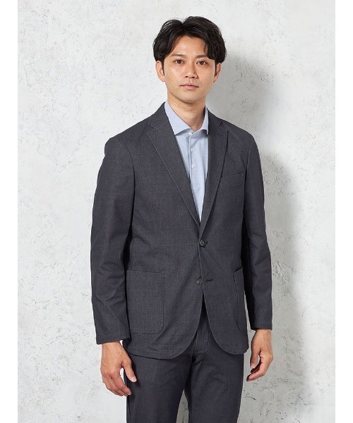 HARUYAMA(ハルヤマ)の「【EDWINデニスラ】シャンブレーニットジャケット【セットアップ商品有】(テーラードジャケット・メンズ・ライトグレー/ネイビー・LL/M)」の2枚目の写真