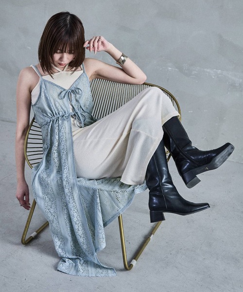Fashion Letter(ファッションレター)の「レースキャミワンピース(ワンピース・レディース・オフホワイト/ライトベージュ/ブルーグレー/ブラック・M)」の5枚目の写真