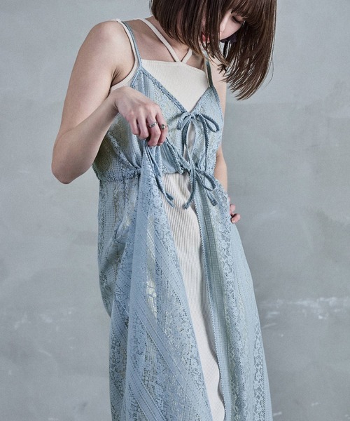 Fashion Letter(ファッションレター)の「レースキャミワンピース(ワンピース・レディース・オフホワイト/ライトベージュ/ブルーグレー/ブラック・M)」の6枚目の写真