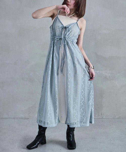 Fashion Letter(ファッションレター)の「レースキャミワンピース(ワンピース・レディース・オフホワイト/ライトベージュ/ブルーグレー/ブラック・M)」の8枚目の写真