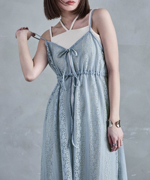 Fashion Letter(ファッションレター)の「レースキャミワンピース(ワンピース・レディース・オフホワイト/ライトベージュ/ブルーグレー/ブラック・M)」の9枚目の写真