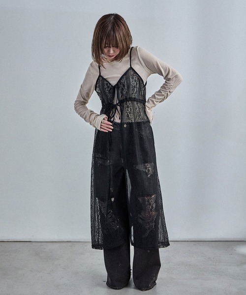 Fashion Letter(ファッションレター)の「レースキャミワンピース(ワンピース・レディース・オフホワイト/ライトベージュ/ブルーグレー/ブラック・M)」の14枚目の写真