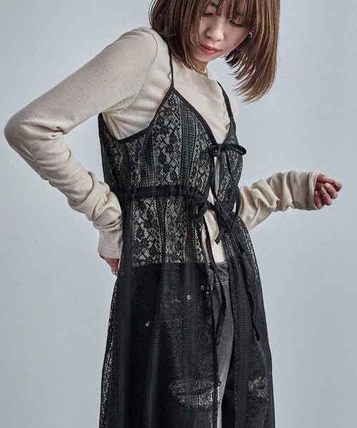 Fashion Letter(ファッションレター)の「レースキャミワンピース(ワンピース・レディース・オフホワイト/ライトベージュ/ブルーグレー/ブラック・M)」の15枚目の写真